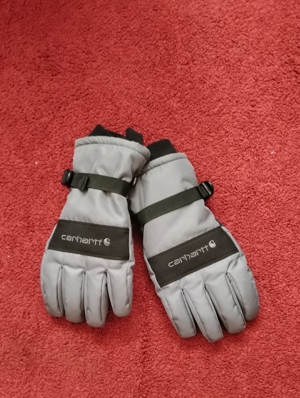Carhartt Gray Men's Insulated Winter Gloves with Black Strap